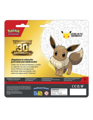 Blíster 2 Sobres Pokémon 30.º Aniversario | Eevee Mythocardtcg.