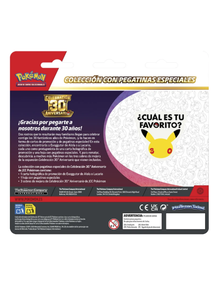 Lucario 30.º Aniversario – 3 Sobres Pokémon TCG