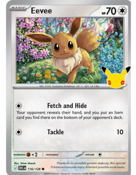 Blíster 2 Sobres Pokémon 30.º Aniversario | Eevee Mythocardtcg.